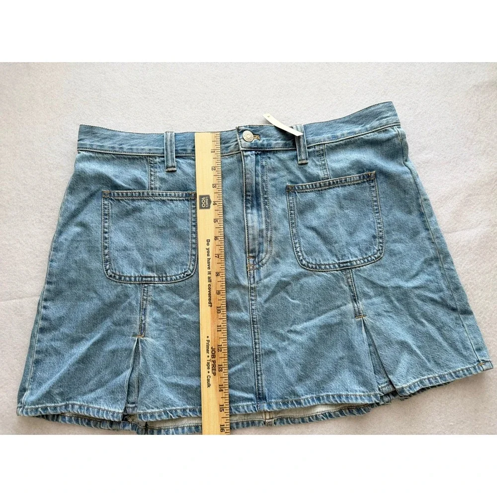 Madewell Pleated Denim Mini Skirt Light Indigo Blue Cotton Size‎ 31 NWT
